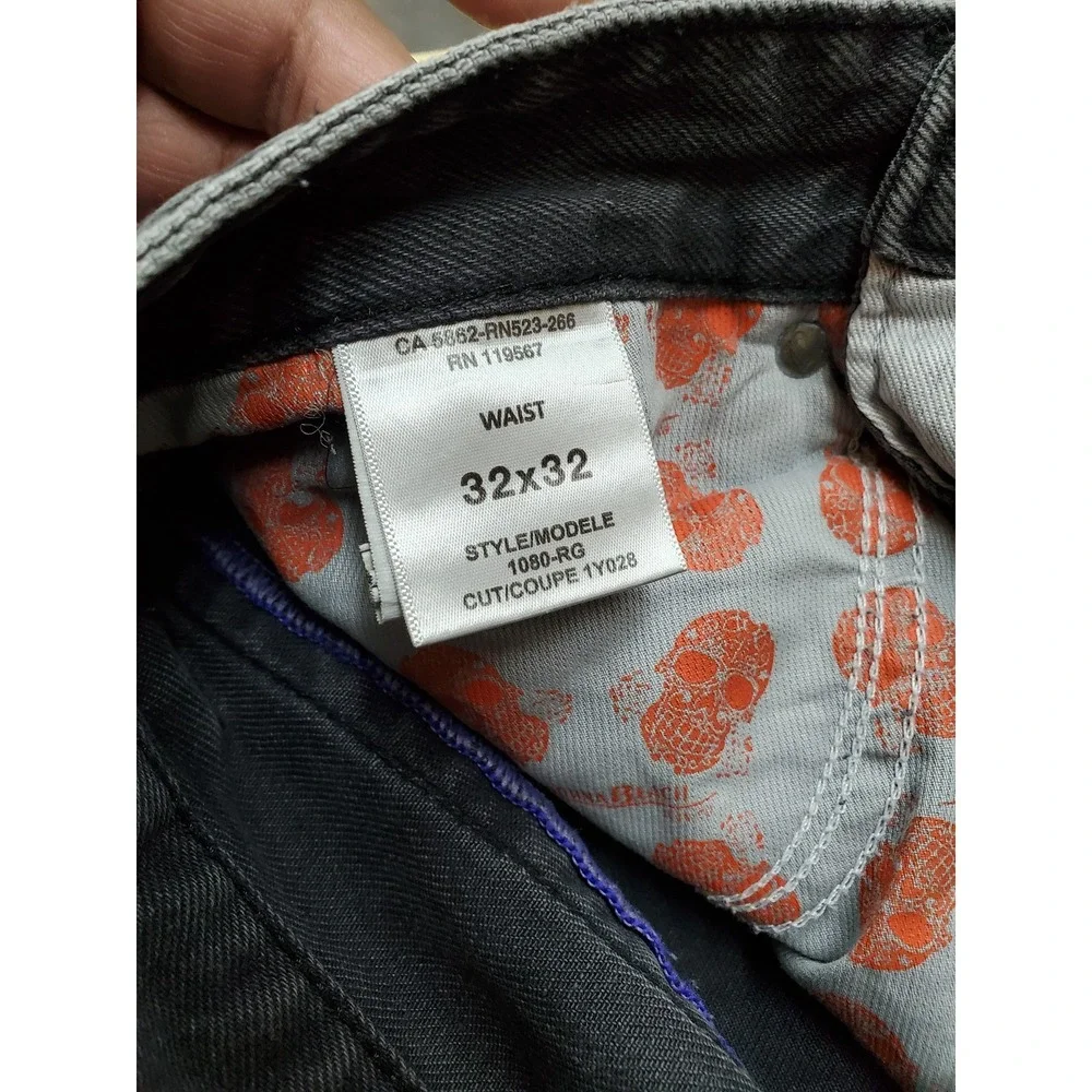 Laguna Beach Jeans Co Men Jeans 32X32 Gray Denim Y2K Embroidered Skull 30